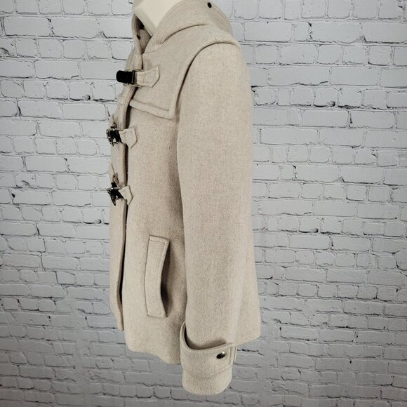 Zara Woman Tan Gold Buckle Full Zip Hooded Pockets Lined Jacket Size Small S - Picture 14 of 15